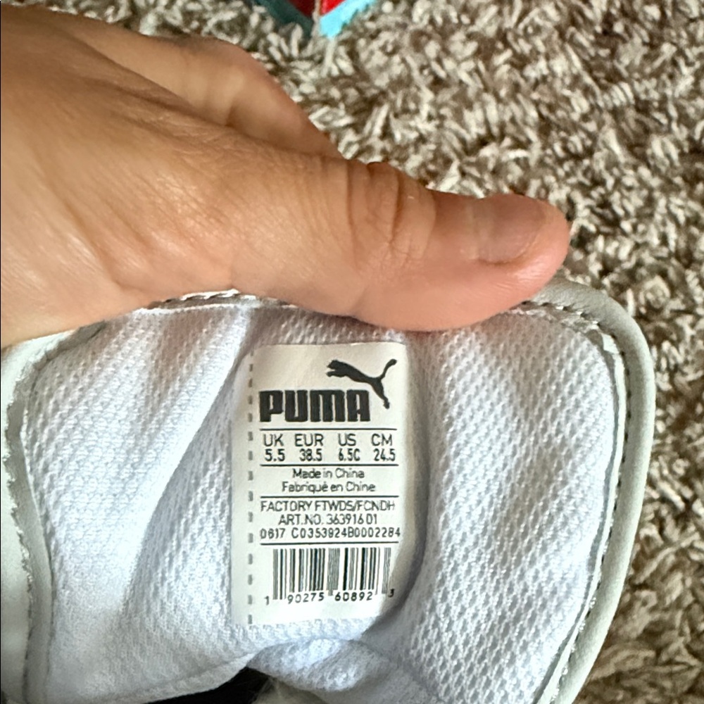 Puma High-Top Sneakers in US size 6.5C White and Black and Kakhi - Picture 5 of 7